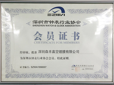 硬汉视频APP官网下载不锈钢真空硬汉视频黄色版厂家荣誉-钟表行业协会会员证书